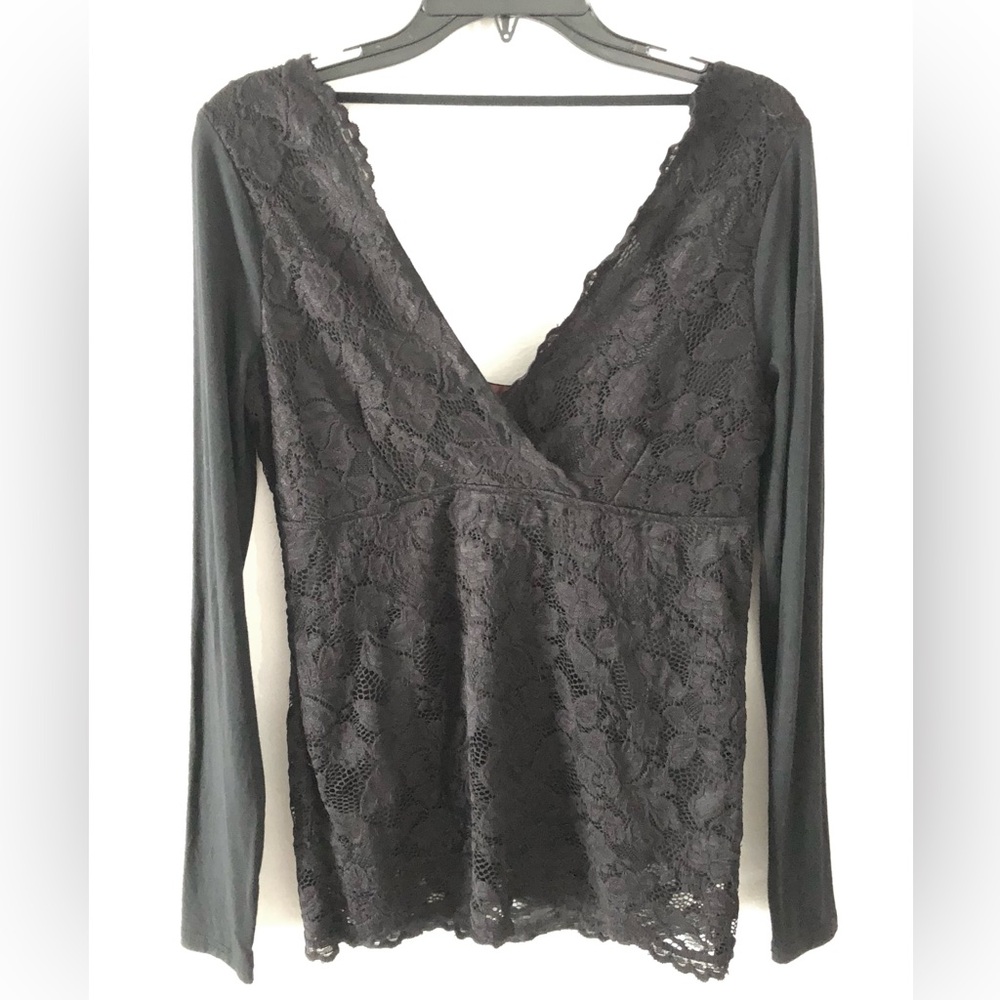 Red Buckle Lace Faux Wrap Top NWT